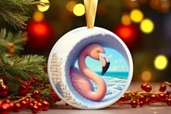 Flamingo Smiling Through Snow Wall Round Ornament Product Image 2