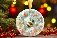 Round Christmas Ornament Sublimation|Clipart Product Image 1