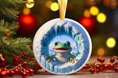 Icy Wall Frog Round Ornament Sublimation PNG Product Image 1