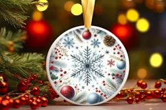 Snowflake Winter Scene Ornament Sublimation PNG Product Image 1