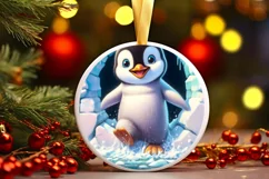 Penguin Smiling Round Ornament Sublimation PNG Product Image 1