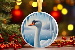 Swan Smiling Through Icy Wall Round Ornament Sublimation PNG Product Image 3