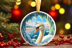Icy Wall Swan Round Ornament Sublimation PNG Product Image 2