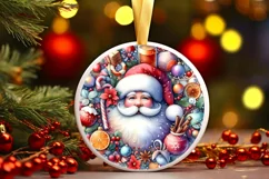 Icy Wall with Smiling Santa Round Ornament Sublimation PNG Product Image 2