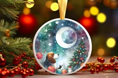 Dog Round Ornament Sublimation PNG Product Image 2