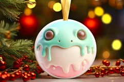 Christmas Frog Round Sticker Sublimation PNG Product Image 2