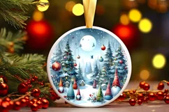 Colorful Winter Gnomes Round Sticker Sublimation PNG Product Image 2