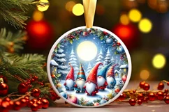 Winter Gnomes Round Ornament Sublimation PNG Product Image 1