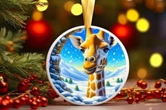 Snow Wall Giraffe Round Ornament Sublimation PNG Product Image 2