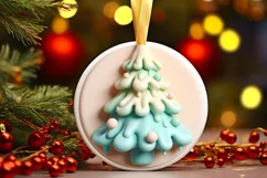 Pastel Christmas Tree Ornament Sublimation PNG Product Image 1