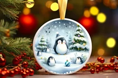 3D Penguins Winter Scene Sublimation PNG Product Image 2