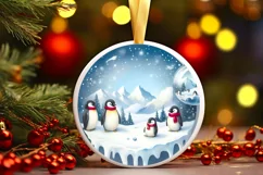 3D Penguins Winter Scene Sublimation PNG Product Image 3