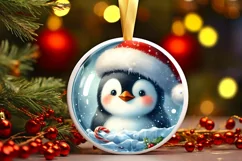 3D Penguin Portrait Winter Scene Sublimation PNG Product Image 1