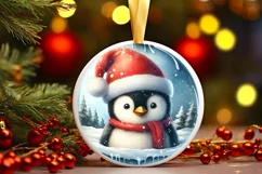 3D Penguin Portrait Winter Scene Sublimation PNG Product Image 3