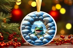 Icy Frog Round Ornament Sublimation PNG Product Image 2