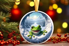 Snow Wall Frog Round Ornament Sublimation PNG Product Image 3
