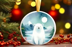 Polar Bear Christmas Ornament Sublimation PNG Product Image 3