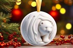 3D Polar Bear Christmas Ornament Sublimation PNG Product Image 1