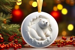 3D Polar Bear Christmas Ornament Sublimation PNG Product Image 1