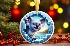 Icy Koala Round Ornament Sublimation PNG Product Image 2
