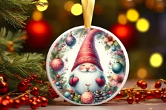 Colorful Pastel Gnome Round Ornament Sublimation PNG Product Image 1