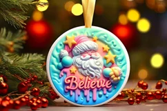 Santa Believe Round Ornament Sublimation PNG Product Image 3