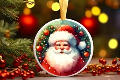 Santa Round Ornament Sublimation PNG Product Image 1