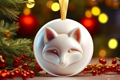 Round Fox Christmas Ornament Sublimation PNG Product Image 1