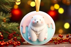 Pastel Polar Bear Christmas Ornament Sublimation PNG Product Image 1