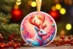 Deer Christmas Ornament Sublimation PNG Product Image 2