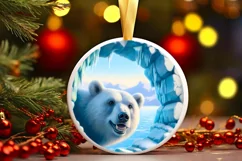 Icy Wall Bear Round Ornament Sublimation PNG Product Image 2