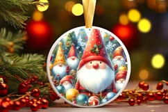Christmas Gnome Round Sticker Sublimation PNG Product Image 2