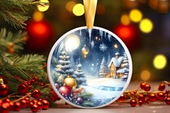 Winter Scene Round Ornament Sublimation PNG Product Image 3