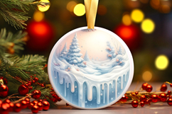 Round Christmass Ornament Sublimation|Clipart Product Image 1