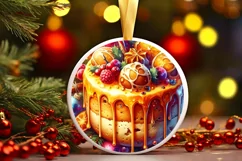 Watercolor Round Ornament Sublimation PNG Product Image 3