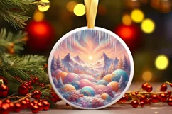 Detailed Pastel Candy Winter Round Ornament Sublimation PNG Product Image 1