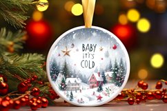 Santa Winter Scene Round Ornament Sublimation PNG Product Image 3