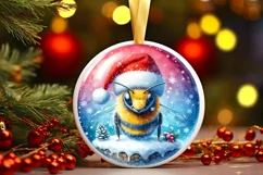Bee Melting Winter Round Ornament Sublimation PNG Product Image 2