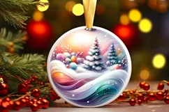 Gnome Winter Scene Round Ornament Sublimation PNG Product Image 3