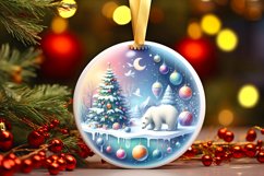 Polar Bear Winter Scene Round Ornament Sublimation PNG Product Image 1