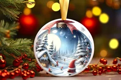 Gnome Winter Scene Round Ornament Sublimation PNG Product Image 3