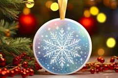 Pastel Snowflake Round Ornament Sublimation PNG Product Image 1
