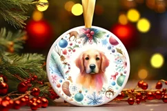 Colorful Gnomes and Dog Round Ornament Sublimation PNG Product Image 3