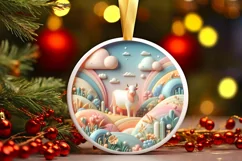 Round Christmas Ornament Sublimation|Clipart Product Image 1