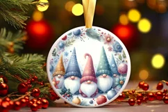 Colorful Gnomes Round Ornament Sublimation PNG Product Image 1