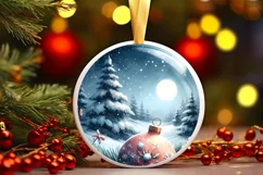 Sleigh Winter Scene Round Ornament Sublimation PNG Product Image 3