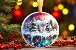 Polar Bear Winter Scene Round Ornament Sublimation PNG Product Image 1
