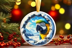 Parrot Snow Round Ornament Sublimation PNG Product Image 1