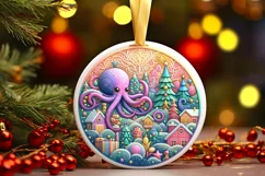 Round Christmas Ornament Sublimation|Clipart Product Image 3