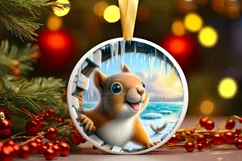 Pastel Squirrel Icy Round Ornament Sublimation PNG Product Image 1